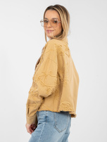 Camelowa jeansowa kurtka z kieszenią RUE PARIS 