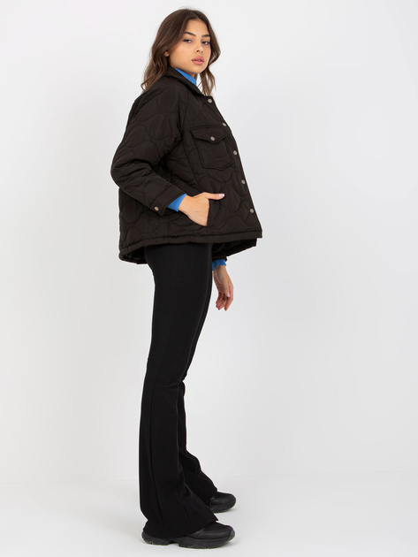 Hurtownia Czarna przejściowa kurtka pikowana bez kaptura