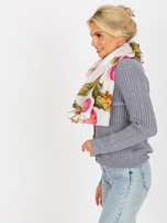 Hurtownia Biała kwiatowa chusta z bawełny