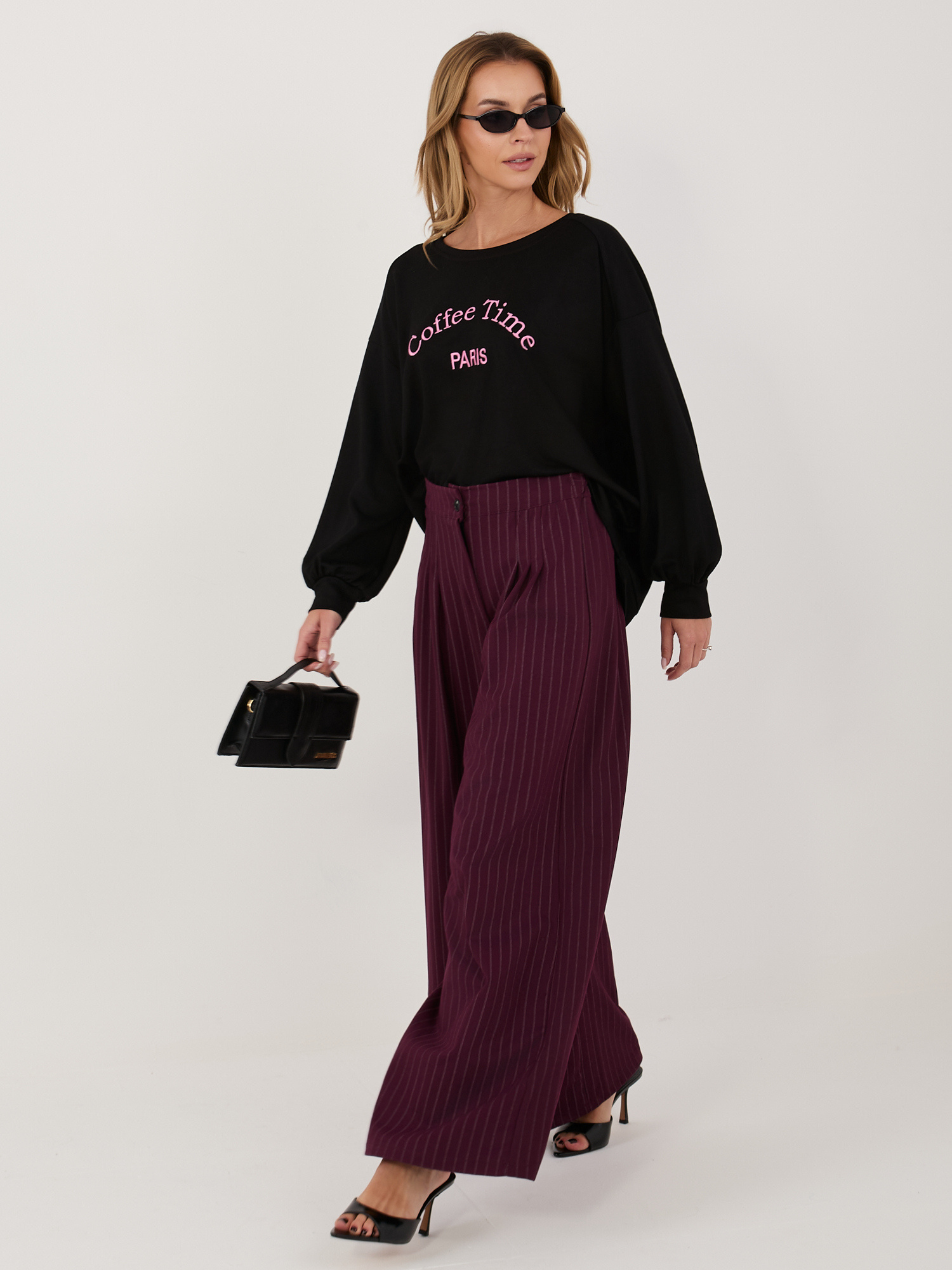 Černá dámská mikina oversize RUE PARIS.