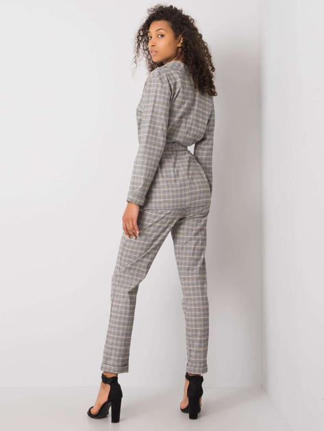 Szaro-beżowa marynarka w kratę Saskia