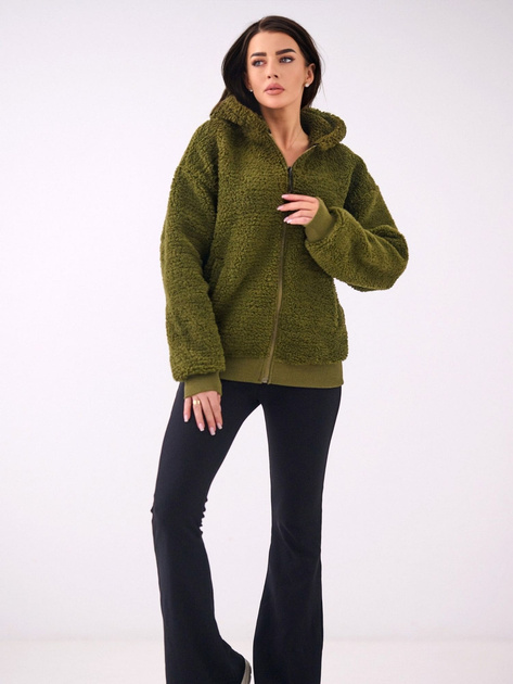 Khaki futrzana bluza o kroju oversize