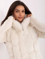 Ecru futrzana kamizelka z kapturem