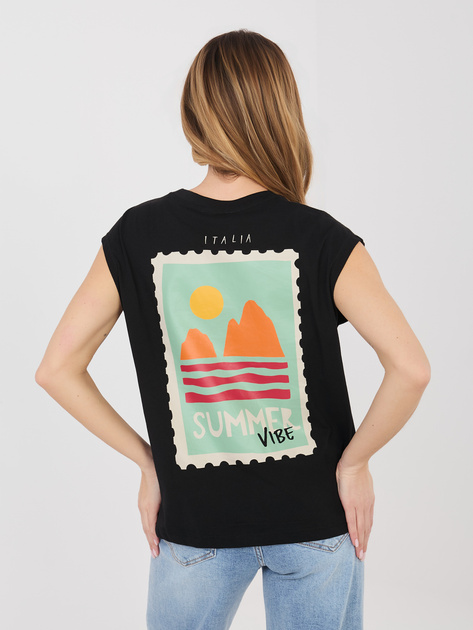 Czarny damski t-shirt bez rękawów SUBLEVEL