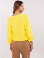 Hurt Żółty damski sweter oversize w jednolitym kolorze