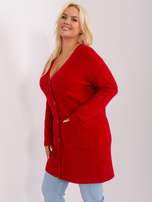Hurt Czerwony sweter plus size z kieszeniami