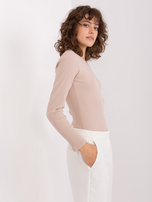 Hurt Beżowa bluzka basic w prążek  BASIC FEEL GOOD