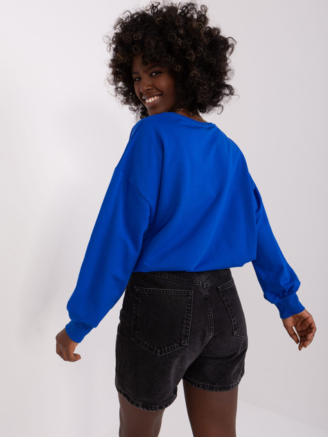 Hurt Kobaltowa krótka bluzka na co dzień z aplikacją