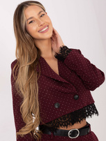 Burgundowa elegancka marynarka z koronką