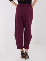 Burgundowe damskie spodnie z kieszeniami RUE PARIS 