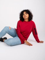 Bordowa dresowa tunika plus size z napisami na rękawach Parma