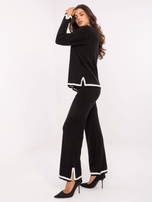 Czarny komplet z kontrastowym wykończeniem