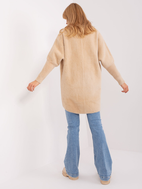 Hurtownia Jasnobeżowy damski płaszcz alpaka z wełną