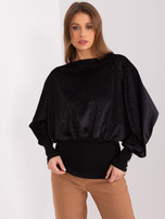 Hurtownia Czarna bluzka wizytowa z długim rękawem RUE PARIS 