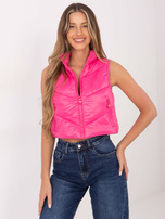 Hurt Ciemnoróżowa krótka kamizelka puchowa z pikowaniem 