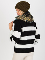 Hurtownia Czarno-beżowy damski komin zimowy w kratę