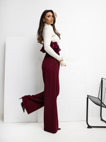 Bordowe dresowe spodnie z przeszyciami RUE PARIS 