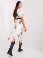 Hurt Ecru midi sukienka koktajlowa z paskiem