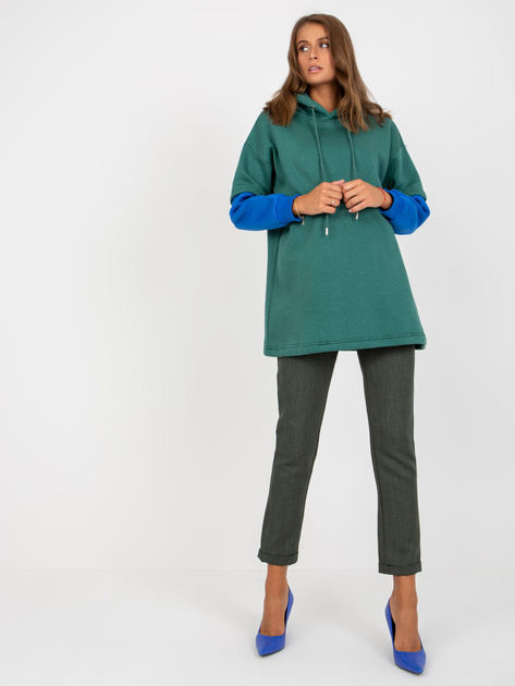 Hurt Ciemnozielona bluza damska basic z kapturem bawełniana RUE PARIS