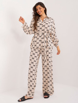 Hurt Jasnobeżowy damski komplet letni z koszulą