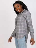 Szara koszula w kratę z długim rękawem