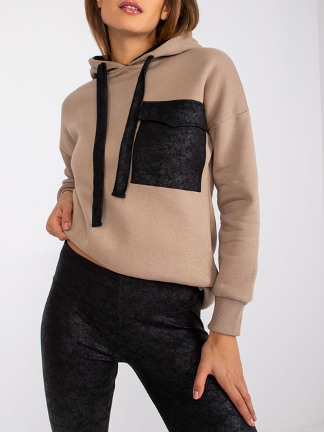 Ciemnobeżowy komplet dresowy z legginsami Elba