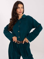 Morska sztruksowa koszula z kołnierzykiem