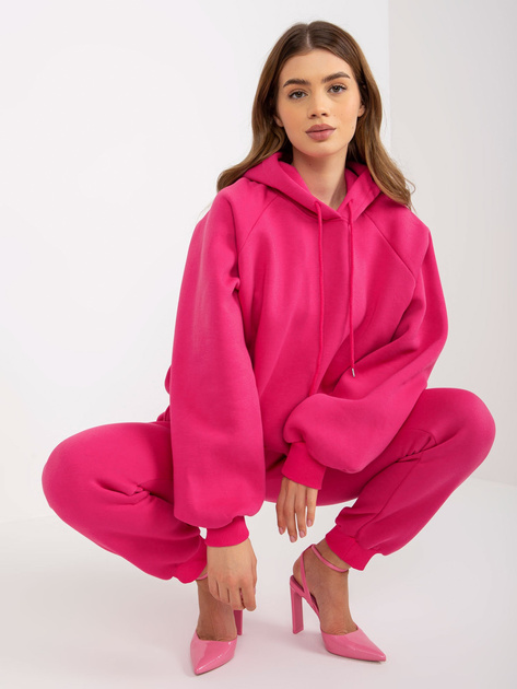 Hurt Fuksjowy damski dresowy komplet basic ze spodniami