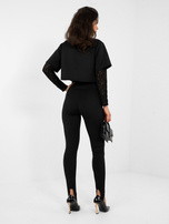 Schwarze Damenleggings, die auf den Finger gezogen werden, RUE PARIS.