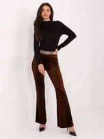 Brązowe imprezowe spodnie z dżetami 