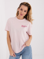 Jasnoróżowy t-shirt z nadrukiem na plecach SUBLEVEL 