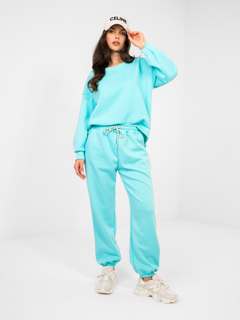 Turkusowy dresowy komplet z bluzą oversize