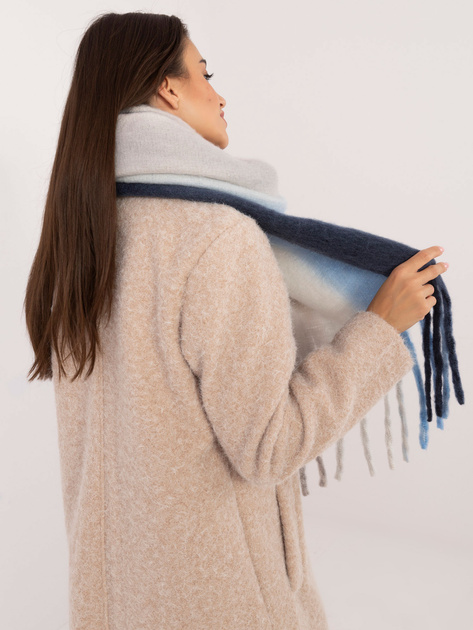 Hurtownia Szaro-granatowy zimowy szal damski