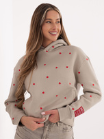 Beżowa ocieplana bluza z kapturem