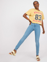Niebieskie damskie spodnie jeansowe skinny fit RUE PARIS 