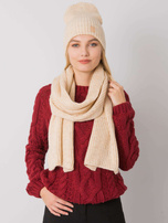Beżowy komplet zimowy czapka i szalik RUE PARIS