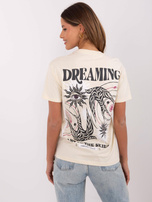 Hurt Jasnobeżowy damski t-shirt z bawełny SUBLEVEL