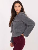 Ciemnoszary elegancki żakiet z podszewką RUE PARIS 