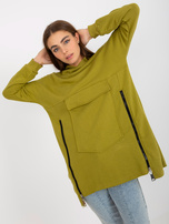 Hurt Oliwkowa długa bluza basic z kieszenią