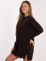 Czekoladowa dresowa sukienka basic z bawełny