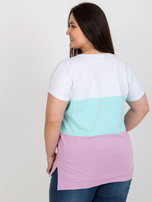 Hurt Biało-miętowa bluzka plus size z okrągłym dekoltem