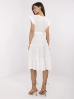 Ecru summer dress with short sleeves.