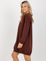 Hurt Ciemnobrązowo-pomarańczowa bluza oversize z nadrukiem