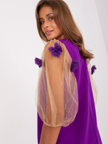 Hurt Fioletowo-camelowa sukienka koktajlowa do kolana