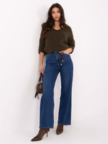 Ciemnoniebieskie jeansy straight leg z paskiem