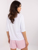 Hurtownia Biała casualowa bluzka z rękawem 3/4