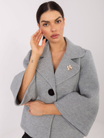 Szary piankowy płaszcz z kołnierzem RUE PARIS 