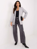 Jasnoszara marynarka z podszewką w panterkę