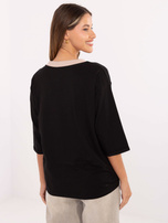 Czarna damska bluzka z haftowanym napisem  