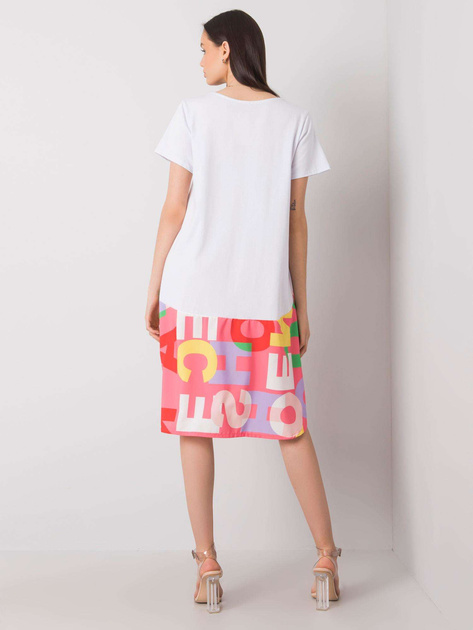 Biało-różowa sukienka z printami Guinevere